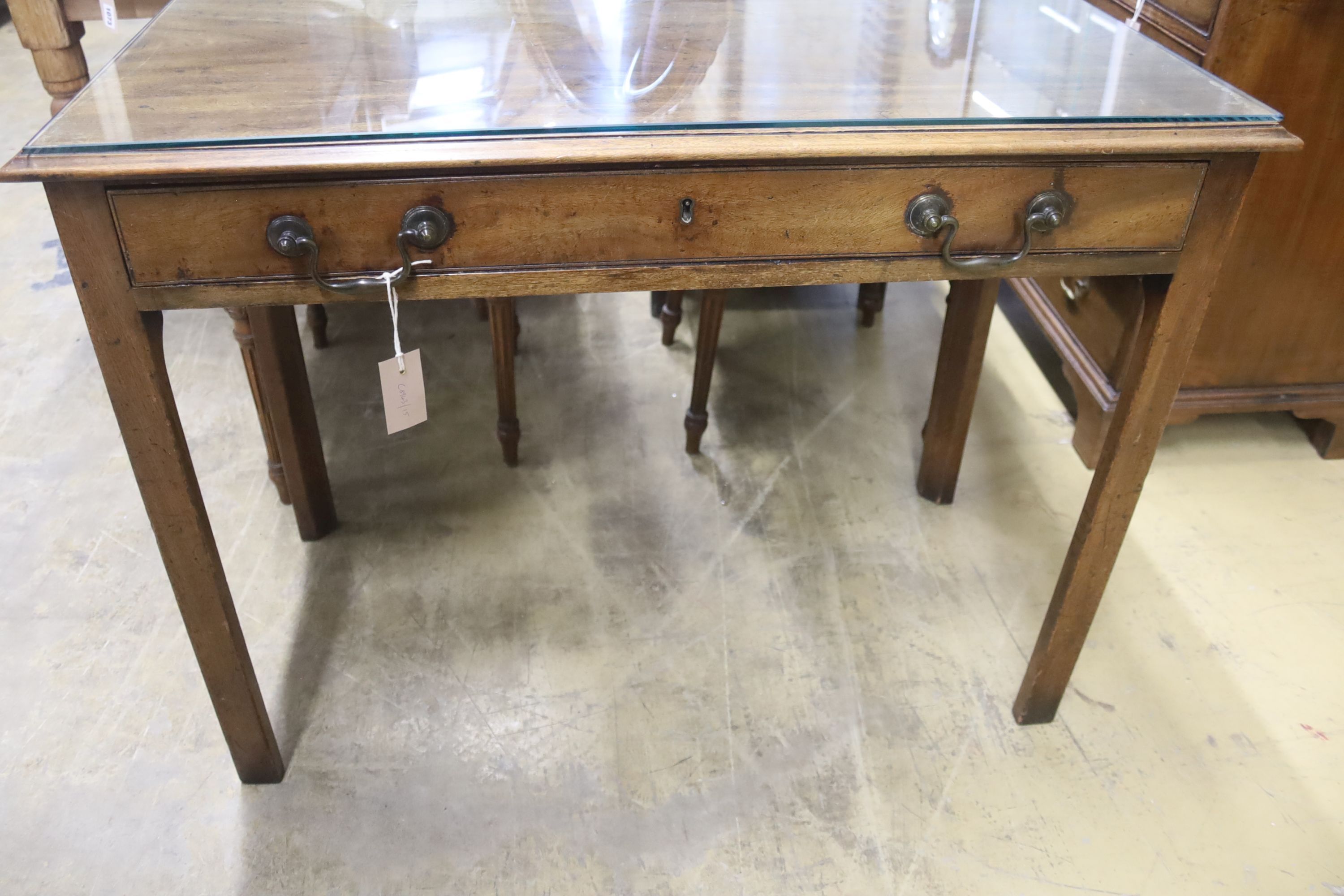 A George III mahogany side table, width 96cm, depth 49cm, height 70cm